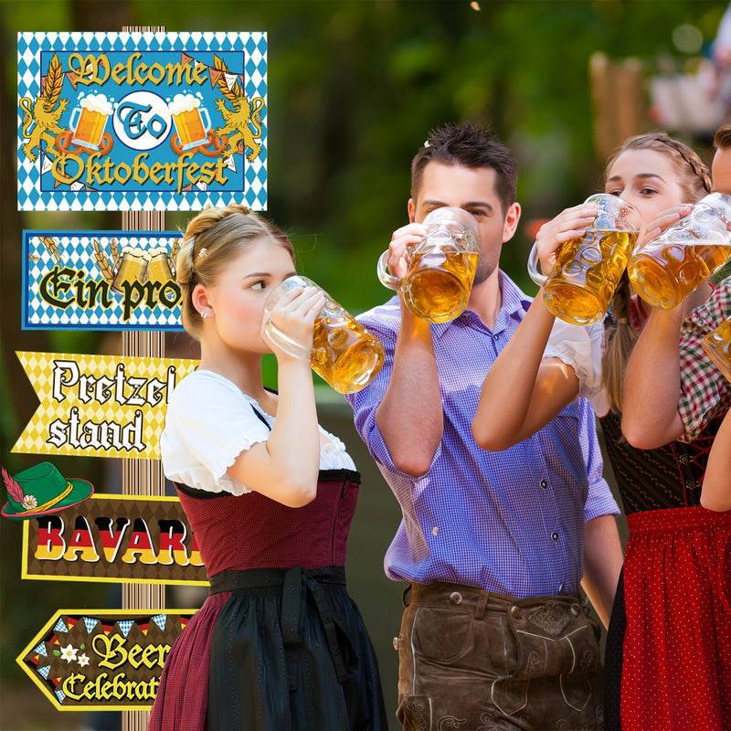 Oktoberfest Party-Dekoschilder 3 Sets (je 10 Stück) – WiesnSchilderSet Oktoberfest 2025