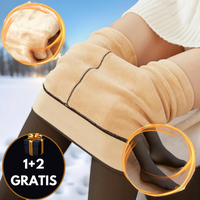 Beige Thermo-Leggings für Damen, warm, weich, Wintermode, 1+2 gratis Angebot.