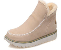Beige Damen-Halbstiefel, warm gefüttert, rutschfeste Sohle, Wintermode, bequem.
