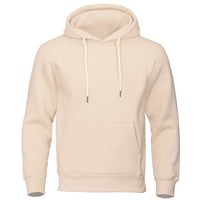 Beige Herren-Hoodie, Fleece, warm, Streetwear, lässig, atmungsaktiv, Kapuzenpullover.