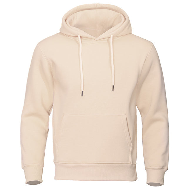 Beige Herren-Hoodie, Fleece, warm, Streetwear, lässig, atmungsaktiv, Kapuzenpullover.