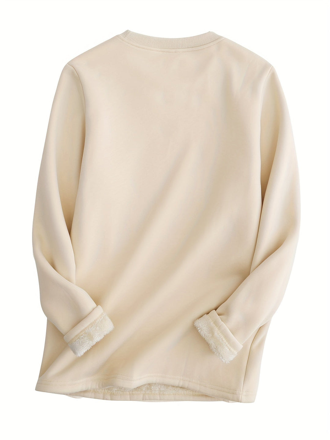 Beige Damenpullover aus Baumwolle, langärmelig, weiches Material, modisch und bequem.
