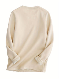 Beige Damenpullover aus Baumwolle, langärmelig, weiches Material, modisch und bequem.
