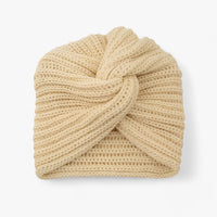 Beige gestricktes Stirnband, Damenmode, Winteraccessoire, warm, stilvoll, handgefertigt.