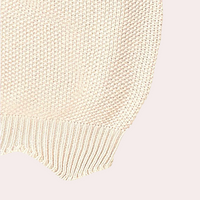 Beigefarbener Strickpullover, Baumwolle, Detailansicht, modisch, Damenbekleidung
