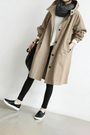 Damen Trenchcoat beige, lässig, Knöpfe, Herbstmode, Mantel, Streetwear, modisch, elegant.