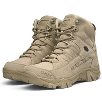 Beige wasserdichte Herren-Wanderschuhe, robustes Design, ideal für Outdoor-Aktivitäten.