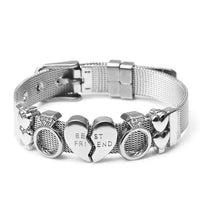 Silbernes Armband mit Herzanhänger "Best Friend", Edelstahl, verstellbar, modisch.