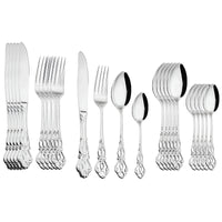 Silberbesteck-Set, 24-teilig, Edelstahl, klassisches Design, glänzend, Essbesteck-Set.