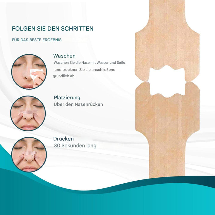 Neusstrips zur Nasenatmung, beige, 100 Stück, Anwendungshinweise, bessere Atmung, Schlafhilfe.
