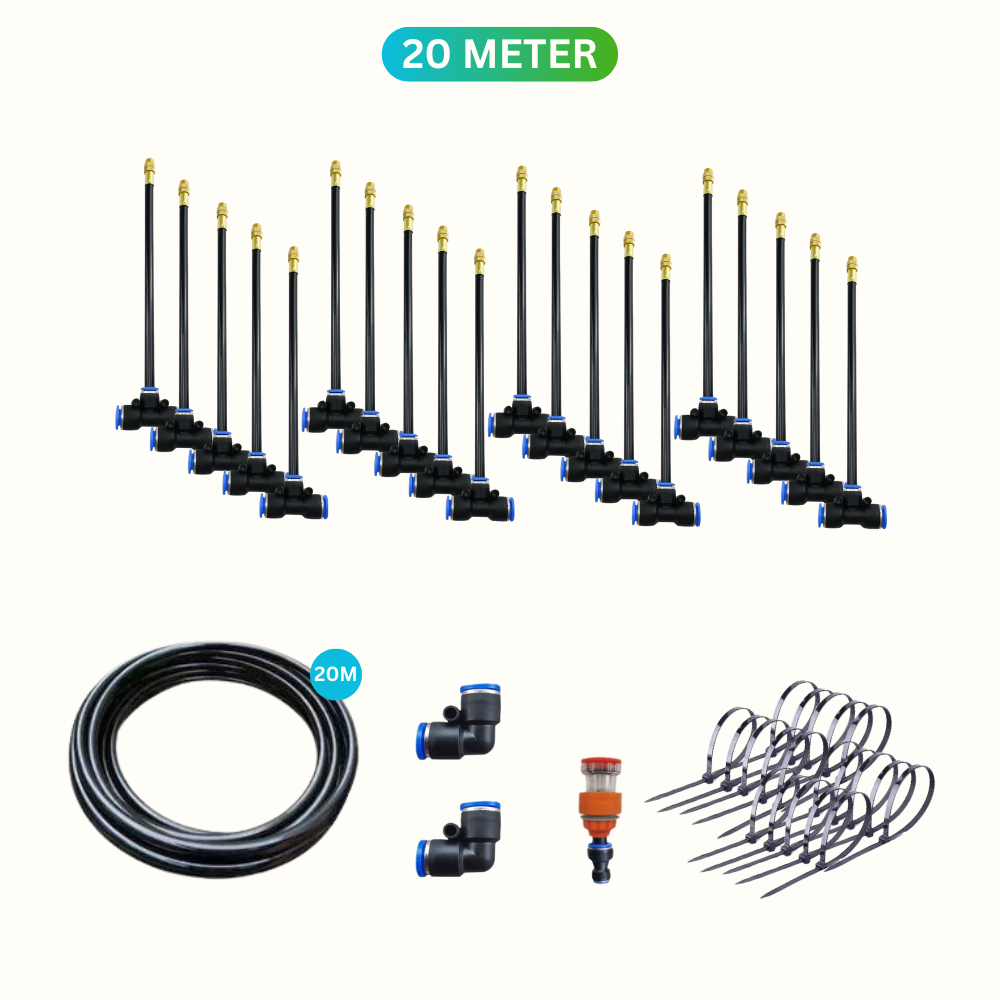 20 Meter Bewässerungssystem Set, schwarzer Schlauch, Sprinkler, Gartenbewässerung Zubehör.