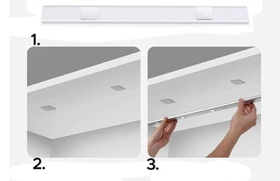 LED-Lichtleiste Installation, weiß, Schritt-für-Schritt-Anleitung, Deckenmontage, modern.