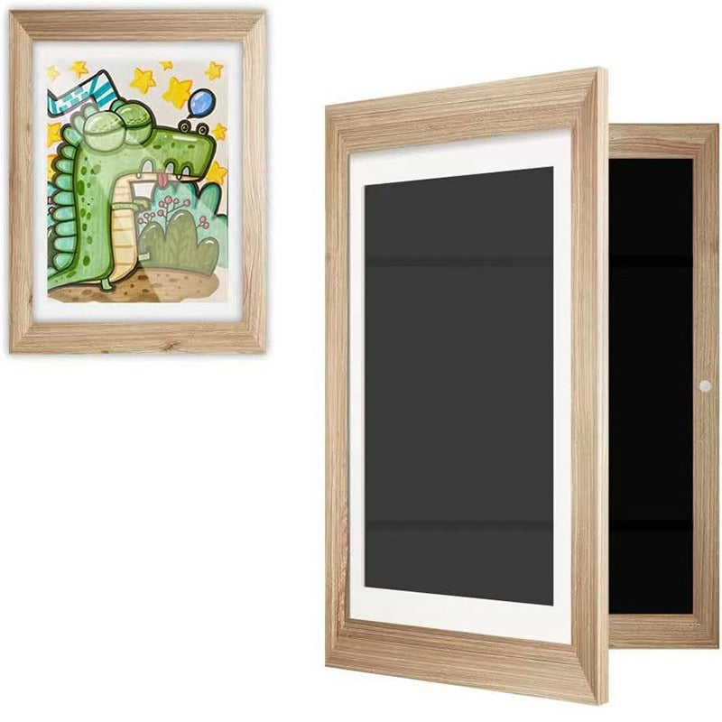 Holzrahmen mit Krokodilbild, beige, für Kinderzimmer-Dekoration, 2-teiliges Set.