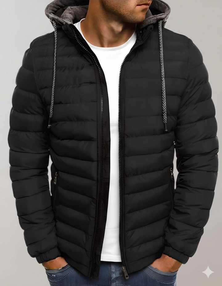 Warme Herren-Daunenjacke mit Kapuze – WinterStil