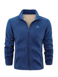 Blaue Fleecejacke für Herren, Reißverschluss, warm, Outdoor, Sportbekleidung, Wintermode.