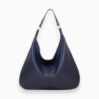 Dunkelblaue Ledertasche, Hobo-Stil, modisch, geräumig, ideal für Alltag und Reisen.