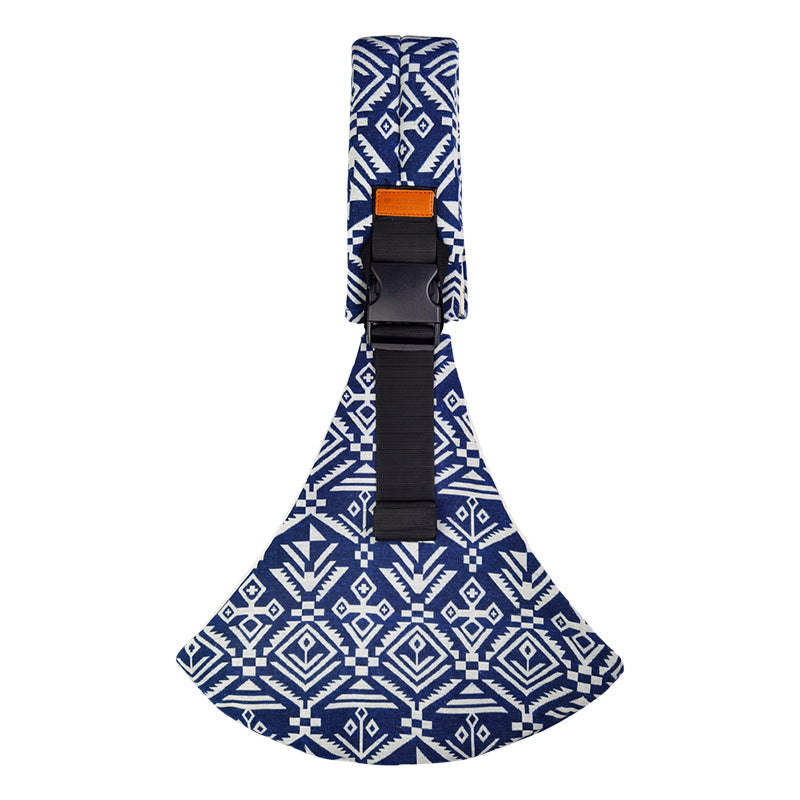 Blau-weißes Hundegeschirr mit geometrischem Muster, verstellbar, strapazierfähig, bequem.