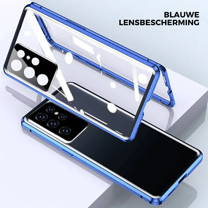 Blaues Handyhülle mit Linsenschutz, transparent, für Smartphones, stoßfestes Design.