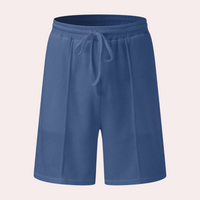 Blaue Herren-Shorts aus Baumwolle, bequem, sportlich, mit Kordelzug, ideal für Sommer.