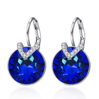 Blaue Kristall-Ohrringe mit silbernem Haken und Zirkonia, eleganter Schmuck für Damen.