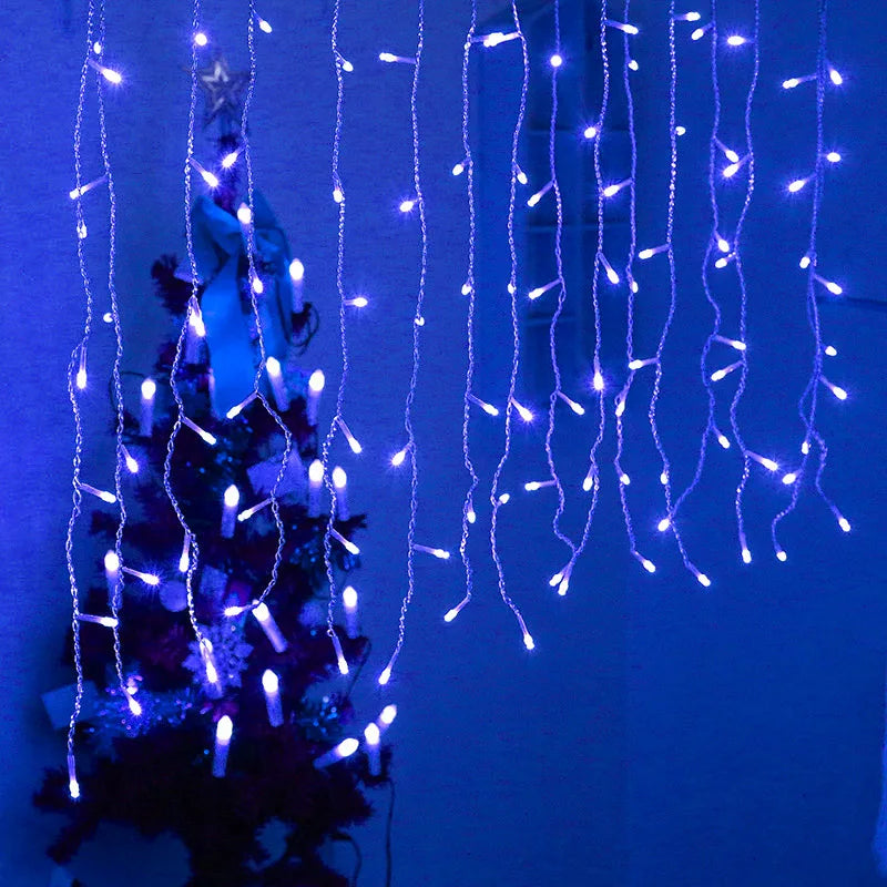 Blaue LED-Lichterkette, Weihnachtsbaum-Dekoration, Innenbeleuchtung, festlich, energiesparend.