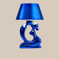 Blaue Designer-Tischlampe, abstrakte Skulptur, modernes Dekor, Wohnzimmerbeleuchtung.