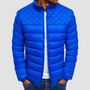 Blaue Steppjacke für Herren, Reißverschluss, warm, modisch, Winterjacke, Outdoor-Bekleidung.