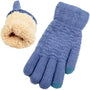 Blaue Strickhandschuhe mit Fleecefutter, Touchscreen-kompatibel, Wintermode Accessoire.