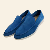 Blaue Wildleder-Loafer für Herren, elegante Freizeitschuhe, rutschfeste Sohle.