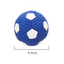 Blauer Hundespielzeugball aus Gummi, 9,5 cm, mit weißen Sechsecken, robust und langlebig.