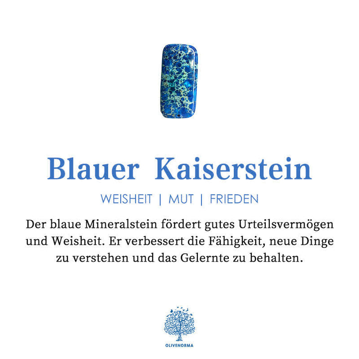 Blauer Kaiserstein, Mineralstein, Weisheit, Mut, Frieden, blauer Edelstein, spirituelle Bedeutung.