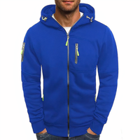 Blauer Herren-Kapuzenpullover mit Reißverschluss, sportlich, modisch, bequem, Freizeitkleidung.