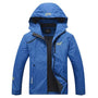 Blaue Outdoorjacke mit Kapuze, wasserdicht, Herren, Frühling, atmungsaktiv, winddicht.