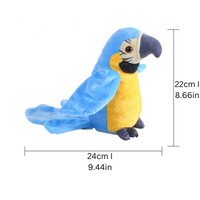 Blauer Plüschpapagei, 24cm, weiches Spielzeug, gelber Bauch, Kinderkuscheltier, Geschenkidee.