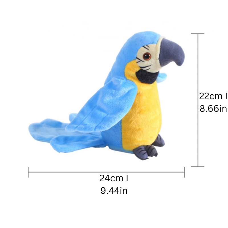 Blauer Plüschpapagei, 24cm, weiches Spielzeug, gelber Bauch, Kinderkuscheltier, Geschenkidee.