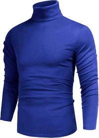 Blauer Rollkragenpullover Herren, langärmelig, Baumwolle, modisch, bequem, Winterkleidung.