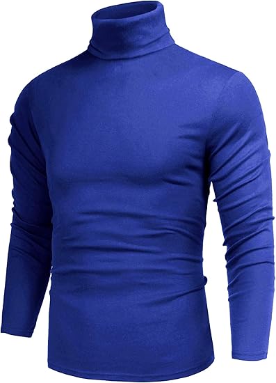 Blauer Rollkragenpullover Herren, langärmelig, Baumwolle, modisch, bequem, Winterkleidung.