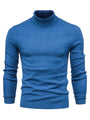 Blauer Rollkragenpullover Herren, Strick, Baumwolle, modisch, warm, Wintermode, elegant.