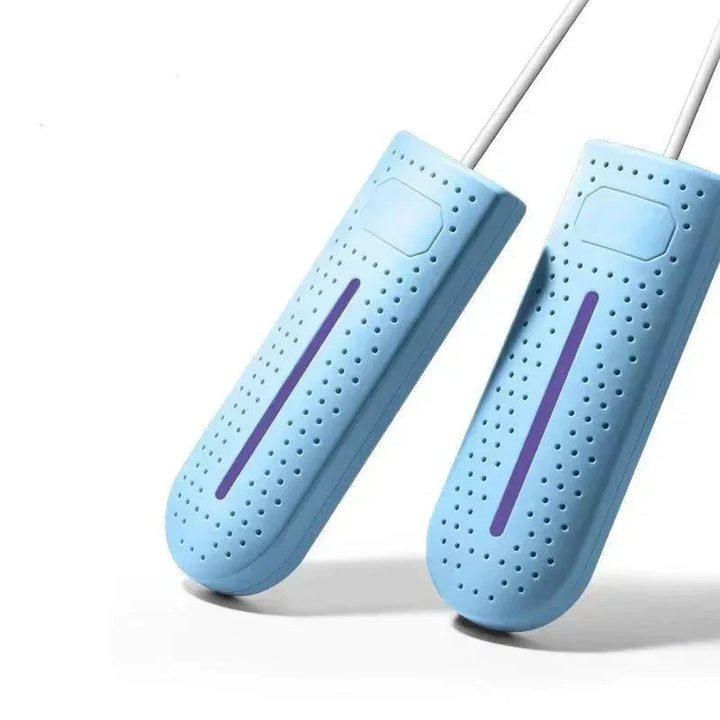 Blaue Schuh-Trockner, tragbar, elektrisch, für schnelle Trocknung und Geruchsbeseitigung.