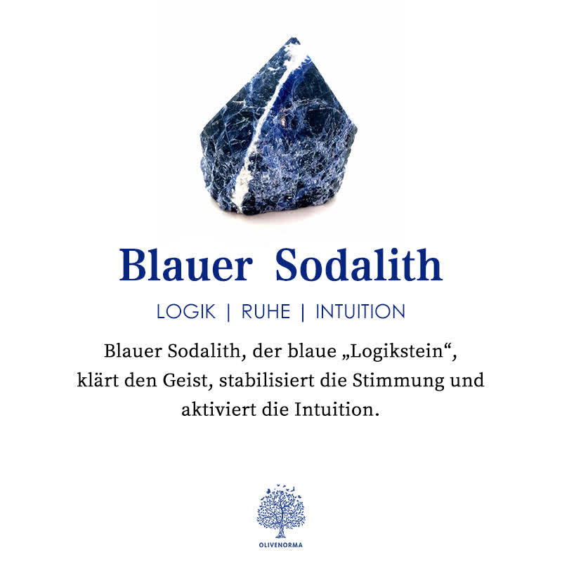 Blauer Sodalith Kristall, Logikstein, beruhigend, stabilisiert Stimmung, aktiviert Intuition.