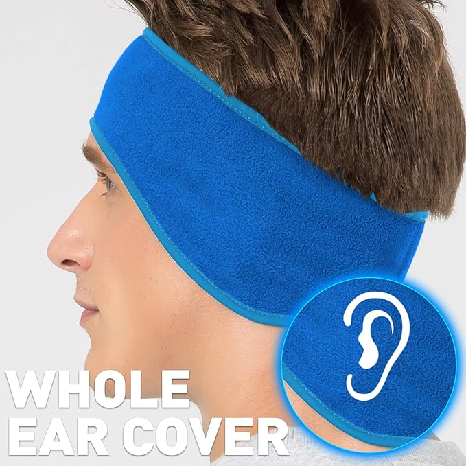 Blaues Fleece-Stirnband, Ohrenschutz, Unisex, Winter, Sport, Laufen, Radfahren.