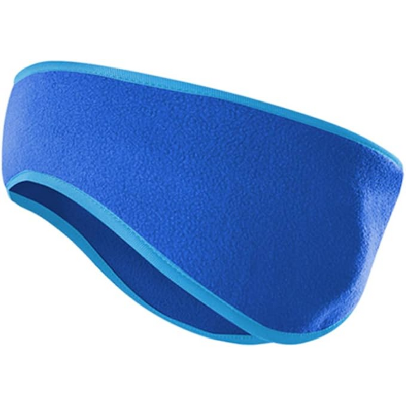 Blaues Fleece-Stirnband, warm, elastisch, ideal für Sport und Outdoor-Aktivitäten im Winter.