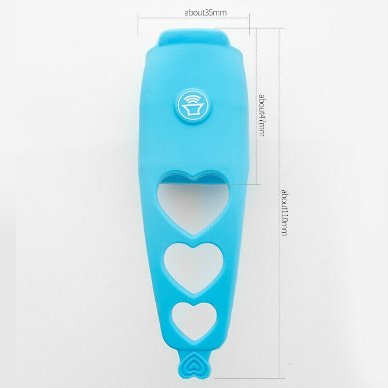 Blauer Silikon-Flaschenhalter mit Herzdesign, 35mm x 147mm, für Babyflaschen.