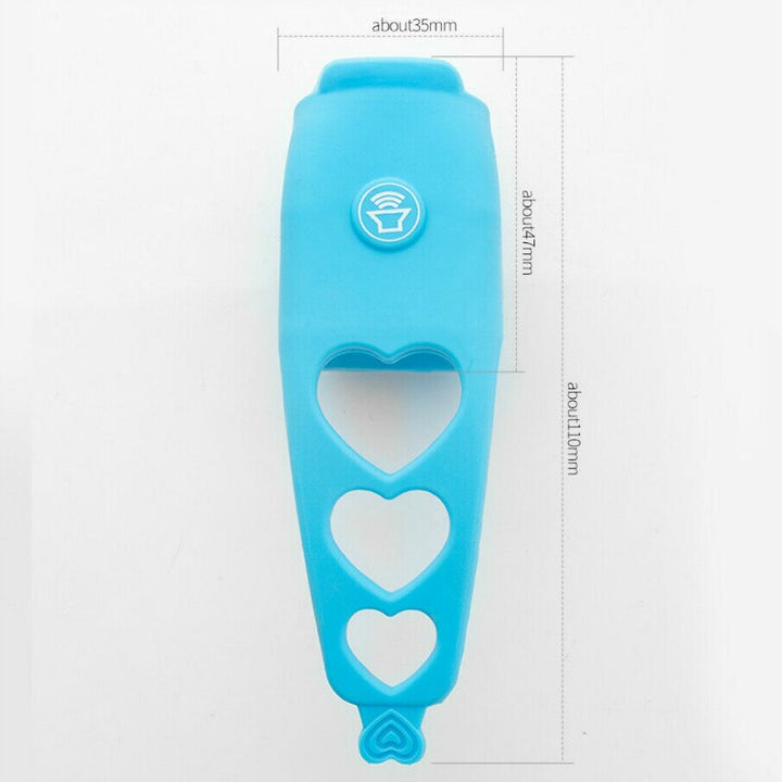 Blauer Silikon-Flaschenhalter mit Herzdesign, 35mm x 147mm, für Babyflaschen.