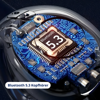 Bluetooth 5.3 Kopfhörer Chip, blaues Schaltungsdesign, moderne Technologie, Nahaufnahme