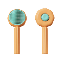 Orange Haustierbürste, doppelseitig, Kunststoff, ergonomisch, für Hunde und Katzenpflege.