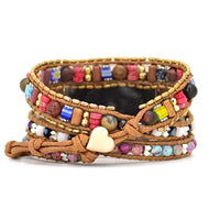 Bunte Naturstein Armband für Apple Watch, vegan, handgefertigt, Boho-Stil, Wachsschnur.