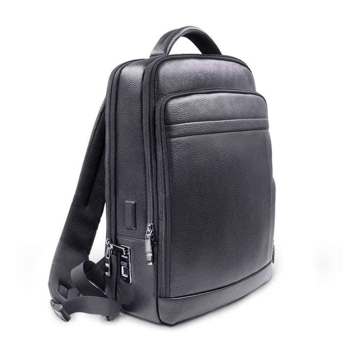 Premium-Lederrucksack mit Fingerabdruckschloss – Diebstahlsicherer Rucksack für Herren