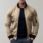 Herren Bomberjacke beige, Reißverschluss, modisch, Freizeitkleidung, Baumwolle, Herbstmode