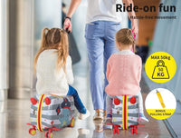 Kinderen 2-in-1 Ride-On Scooter Koffer met 360° Wielen